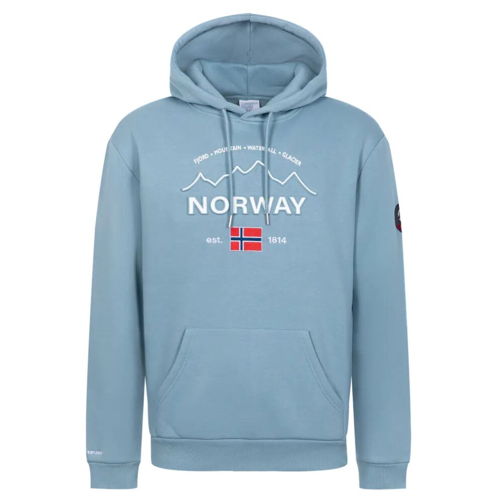 Scandinavian Explorer Men's Hoodie Norway Color Blue Aqua Sea Size M
